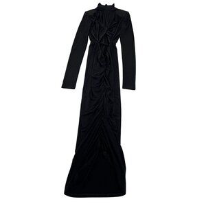 The Andamane Kim Turtleneck Cut Out Midi Dress in Black